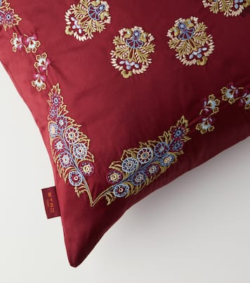 Embroidered cotton satin cushion | Etro