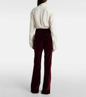 High-rise cotton velvet flared pants | Tod's