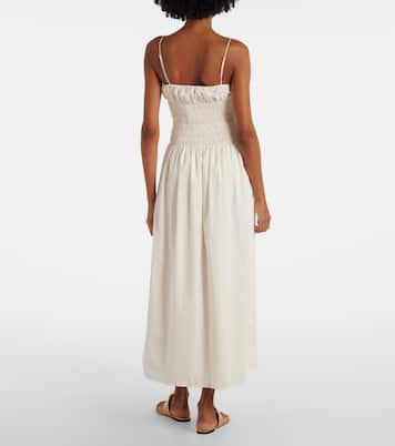 Shirred cotton maxi dress | Faithfull