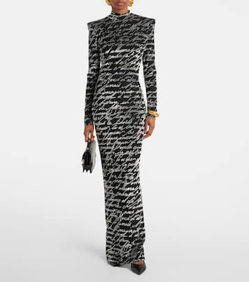 Robe longue Love Letter en jacquard | Balmain
