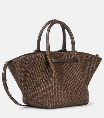 Borsa New York Midi in rafia con pelle | DeMellier