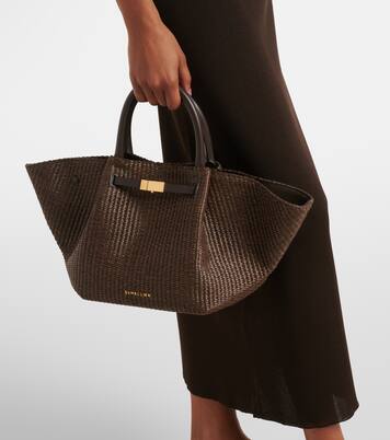 Borsa New York Midi in rafia con pelle | DeMellier