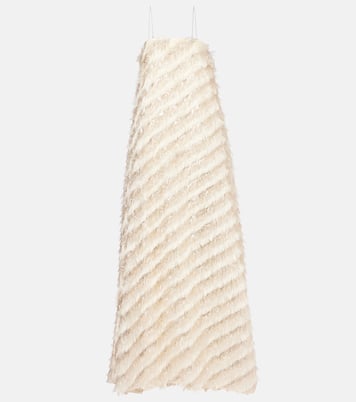 Abito lungo Anguilla in jacquard con frange | Taller Marmo