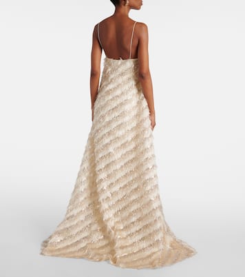 Abito lungo Anguilla in jacquard con frange | Taller Marmo