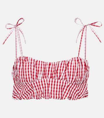 Top cropped Mira in popeline di cotone a quadretti | Faithfull