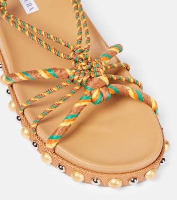 Tropical Rope embellished raffia sandals | Aquazzura