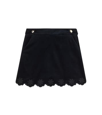 Scalloped cotton velvet skirt | Chloé Kids