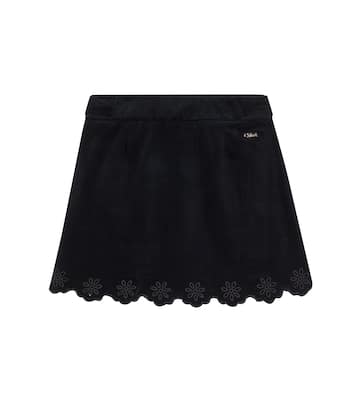 Scalloped cotton velvet skirt | Chloé Kids