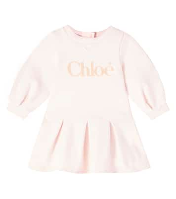 Baby logo cotton fleece dress | Chloé Kids
