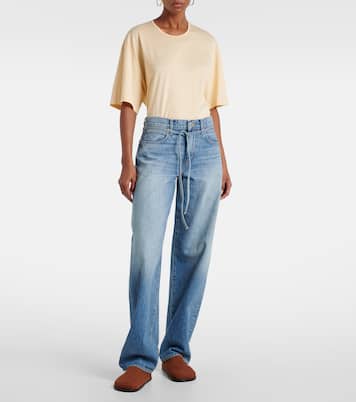 Hailey belted mid-rise barrel-leg jeans | Slvrlake