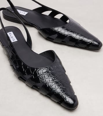 Croc-effect leather slingback flats | Alaïa