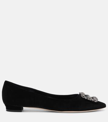Hangisi 임벨리시드 벨벳 발레리나 플랫 | Manolo Blahnik