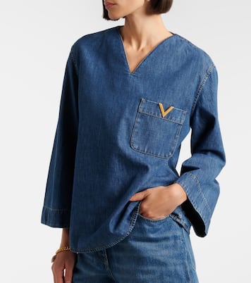 VGold chambray top | Valentino