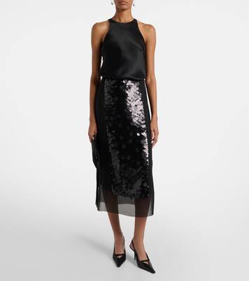 Cambo sequined chiffon midi skirt | Joseph