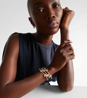 Armreif Chakra aus 18kt Gelbgold mit Diamanten, Beryll und Quarz | Ananya