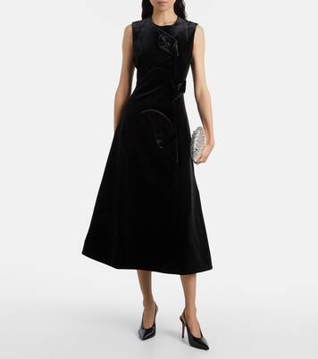 Cleo floral-appliqué velvet midi dress | Leo Lin