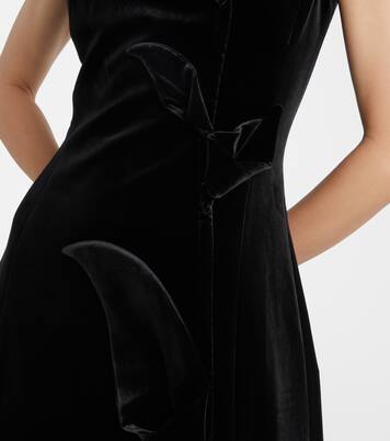 Cleo floral-appliqué velvet midi dress | Leo Lin