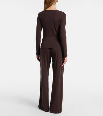 Pointelle cotton wide-leg pants | Leset