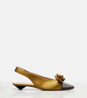 Alba 20 embellished satin slingback pumps | Chloé