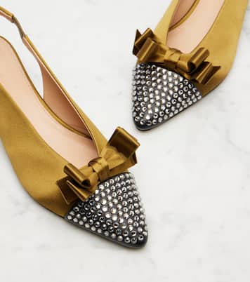 Alba 20 embellished satin slingback pumps | Chloé