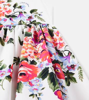 Vestido de popelín de algodón floral | Dolce&Gabbana Kids