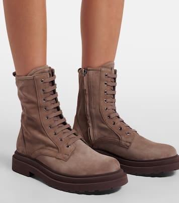 Suede lace-up boots | Brunello Cucinelli