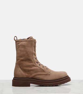 Suede lace-up boots | Brunello Cucinelli