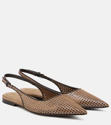 Perforated leather slingback flats | Brunello Cucinelli