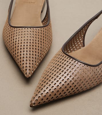 Perforated leather slingback flats | Brunello Cucinelli