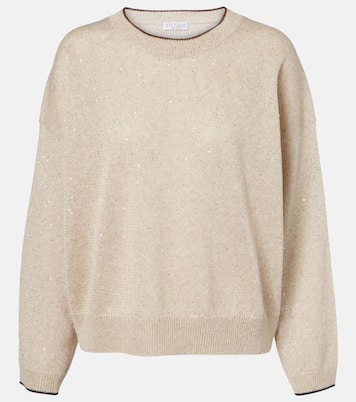 Sequined linen-blend sweater | Brunello Cucinelli