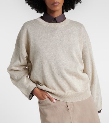 Sequined linen-blend sweater | Brunello Cucinelli
