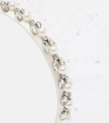 Embellished satin and fishnet headband | Self-Portrait