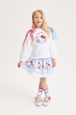 x Hello Kitty – Jupe rayée en coton | Monnalisa