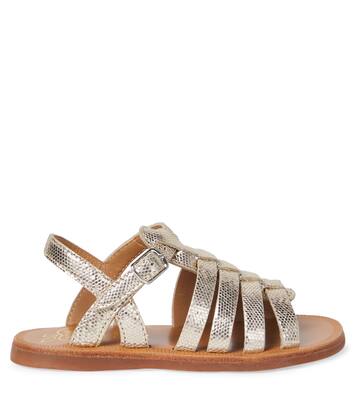 Plagette Strap metallic leather sandals | Pom d'Api