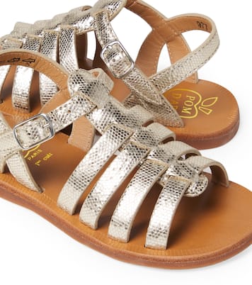Plagette Strap metallic leather sandals | Pom d'Api
