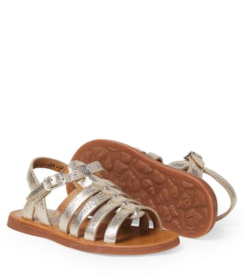Plagette Strap metallic leather sandals | Pom d'Api