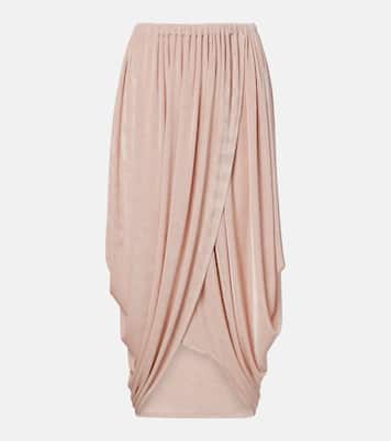 Asymmetric draped midi skirt | Xu Zhi