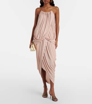 Asymmetric draped midi skirt | Xu Zhi