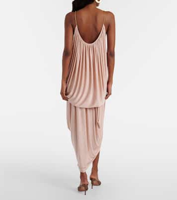 Asymmetric draped midi skirt | Xu Zhi