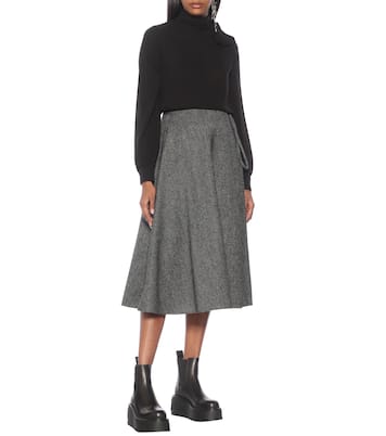 Valentino falda midi de crepé de lana | Valentino