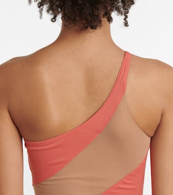 Snake mesh-paneled one-shoulder swimsuit | Norma Kamali