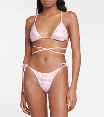 Top de bikini triangular adornado | Self-Portrait