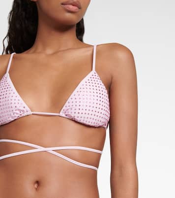 Top de bikini triangular adornado | Self-Portrait