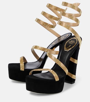 Embellished suede-effect platform sandals | Rene Caovilla