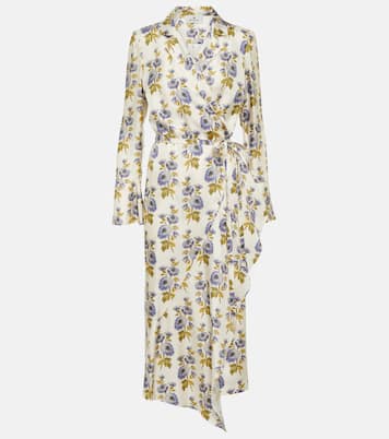 Abito midi a portafoglio in twill di misto seta | Etro