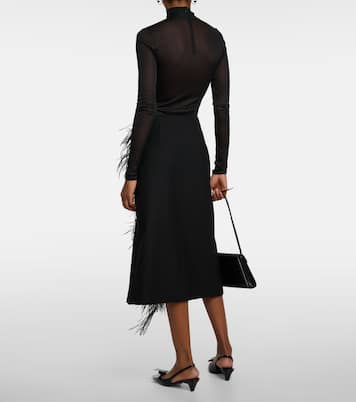 Falda midi de lana con plumas | Prada