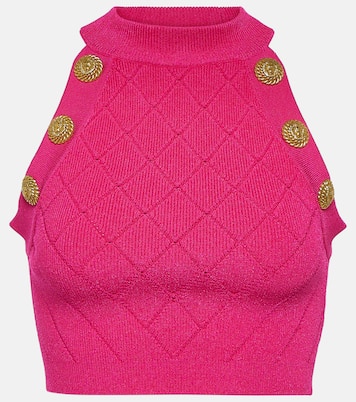 Top de punto de cuello halter adornado | Balmain