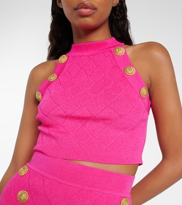 Top de punto de cuello halter adornado | Balmain