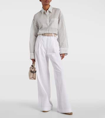Pantalon ample à taille haute en coton | Brunello Cucinelli