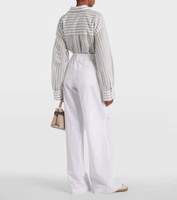 Pantalon ample à taille haute en coton | Brunello Cucinelli